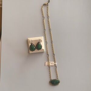 Chic Green Stone Necklace and Earring Set